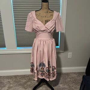 Pinup Couture Pink Flutter Sleeve Midi Dress